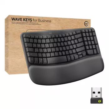 Logitech Wave Keys for Business ergonomiskā tastatūra, bezvadu, pilna izmēra