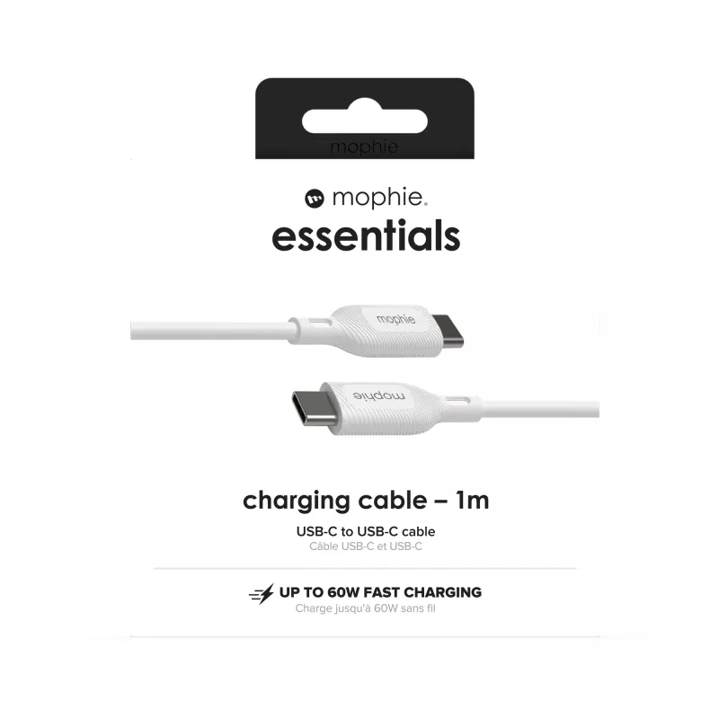 mophie essentials lādēšanas kabelis | 1 m USB kabelis USB 2.0 USB-C balts