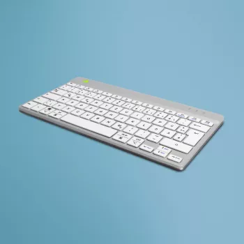 R-Go Tools Ergonomiskā tastatūra R-Go Compact Break, kompakta tastatūra ar pārtraukuma programmatūru, QWERTZ (DE), Bluetooth, balta