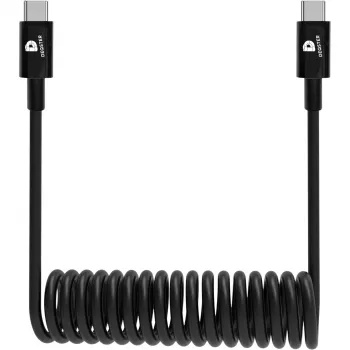 DEQSTER spirālveida lādēšanas kabelis USB-C uz USB-C, 0.8 m, melns