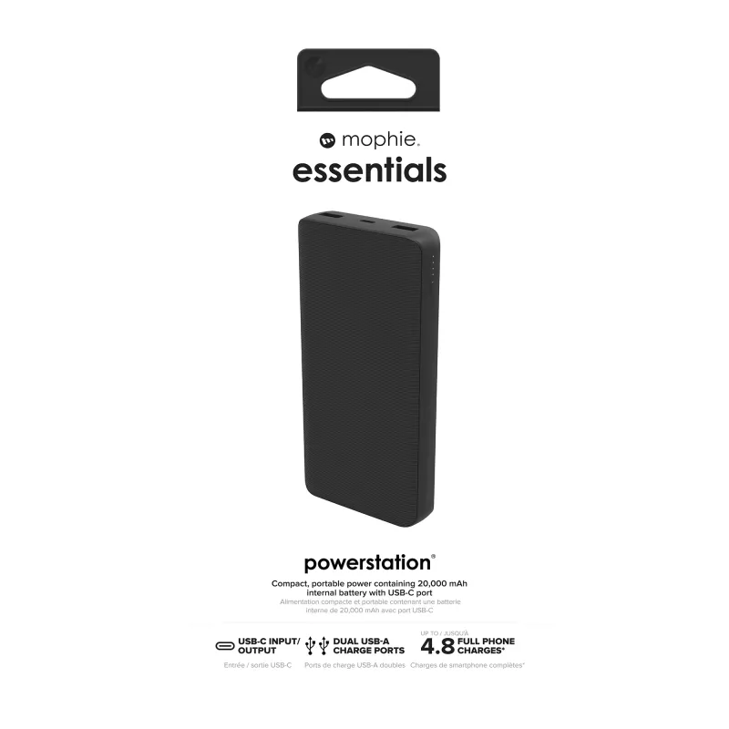 mophie essentials powerstation 20K 20000 mAh Melns