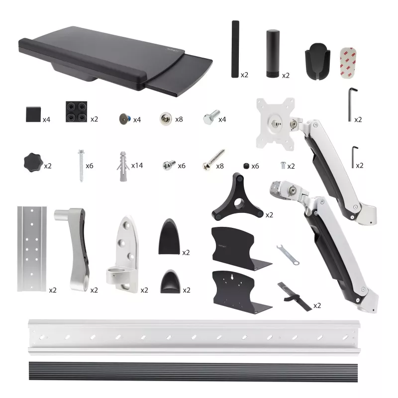 StarTech.com sienas montāžas darba stacija, VESA stiprinājums 32 collu monitoriem (10 kg), pilnībā artikulējams viena monitora stiprinājums un tastatūras paliktnis ar galddatora/PC kronšteinu, stāvēšanas galds