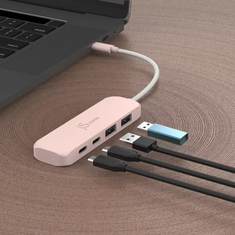 USB-C HUB j5create JCH342ER-N 4-Port Type-C Type-A Gen 2 10 Gbit/s Roza