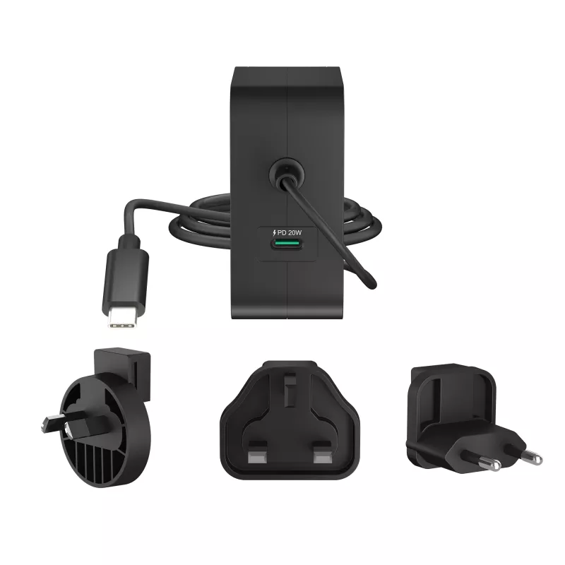 j5create 102W GaN PD USB-C 2 Portu Lādētājs ar Maināmiem Kontaktdakšiem