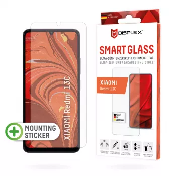 Displex Smart Glass (9H) Xiaomi Redmi 13C, montāžas uzlīme, nesalaužams