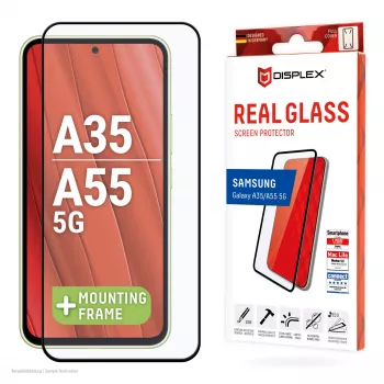 Displex Full Cover ekrāna aizsargstikls (10H) Samsung Galaxy A35/A55 5G, ar Eco montāžas rāmi, pilns pārklājums