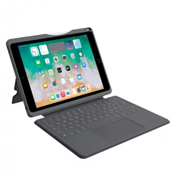 ASTAR DEQSTER Smart Rugged Touch Plus tastatūra 10.2 collu — QWERTZ vācu, mehāniskie slēdži, Smart Connector dokstacija, pelēka