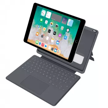 ASTAR DEQSTER Smart Rugged Touch Plus tastatūra 10.2 collu — QWERTZ vācu, mehāniskie slēdži, Smart Connector dokstacija, pelēka