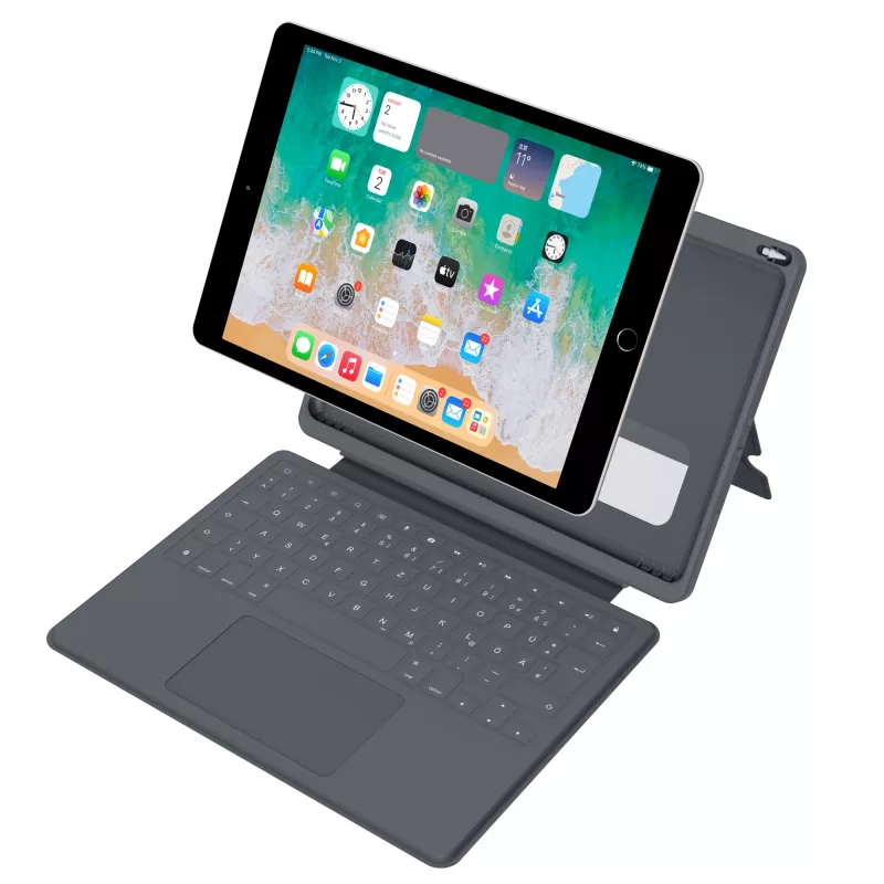 ASTAR DEQSTER Smart Rugged Touch Plus tastatūra 10.2 collu — QWERTZ vācu, mehāniskie slēdži, Smart Connector dokstacija, pelēka