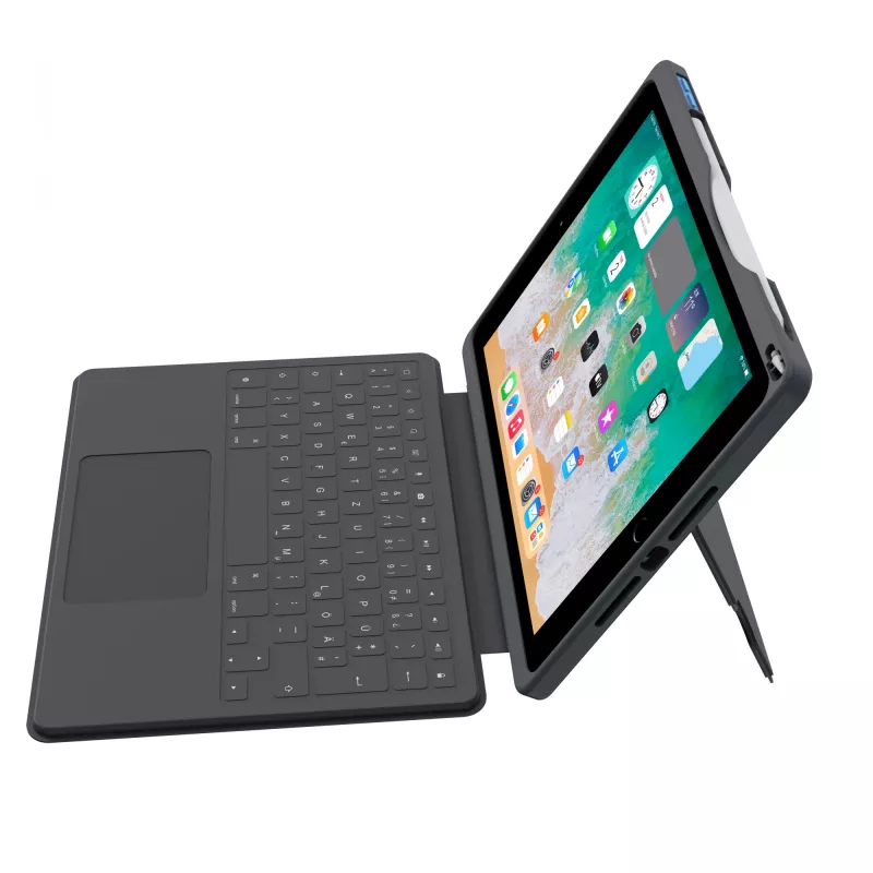 ASTAR DEQSTER Smart Rugged Touch Plus tastatūra 10.2 collu — QWERTZ vācu, mehāniskie slēdži, Smart Connector dokstacija, pelēka