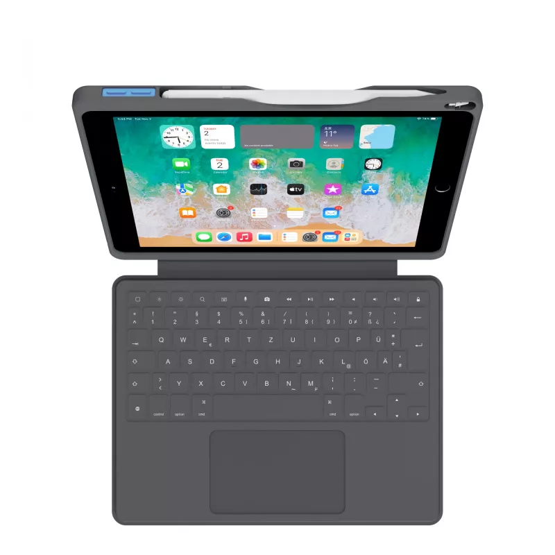 ASTAR DEQSTER Smart Rugged Touch Plus tastatūra 10.2 collu — QWERTZ vācu, mehāniskie slēdži, Smart Connector dokstacija, pelēka