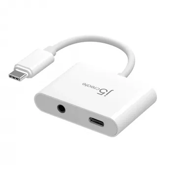 j5create JCA122 USB-C uz 3,5 mm audio adapteris ar Power Delivery, melns