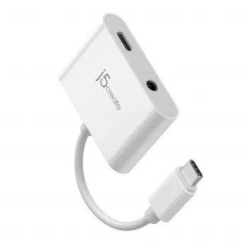 j5create JCA122 USB-C uz 3,5 mm audio adapteris ar Power Delivery, melns