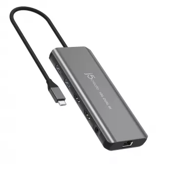 j5create JCD398 USB-C® Dual 4K HDMI™ 10Gbps Mini Dokstacija, Melna