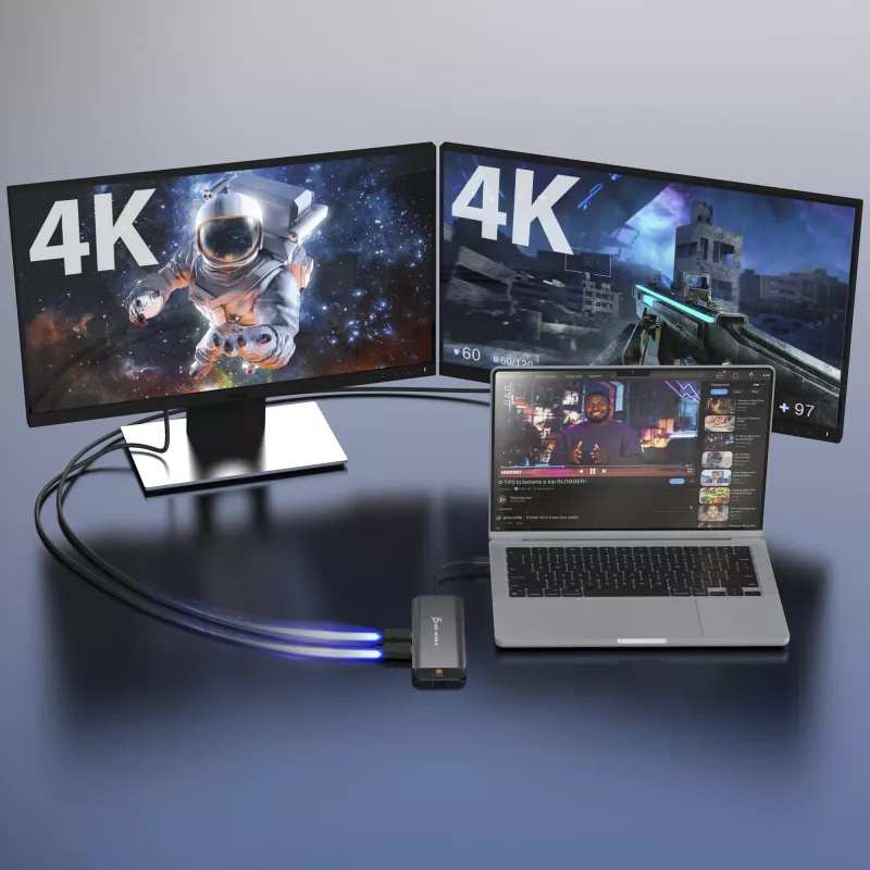 j5create JCD398 USB-C® Dual 4K HDMI™ 10Gbps Mini Dokstacija, Melna