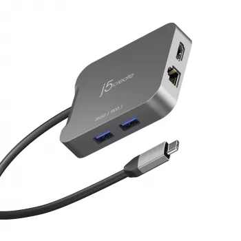 j5create JCD3191 4K60 Elite USB-C ceļojumu adapteris, melns