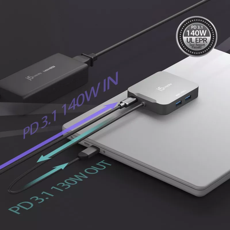j5create JCD3191 4K60 Elite USB-C ceļojumu adapteris, melns