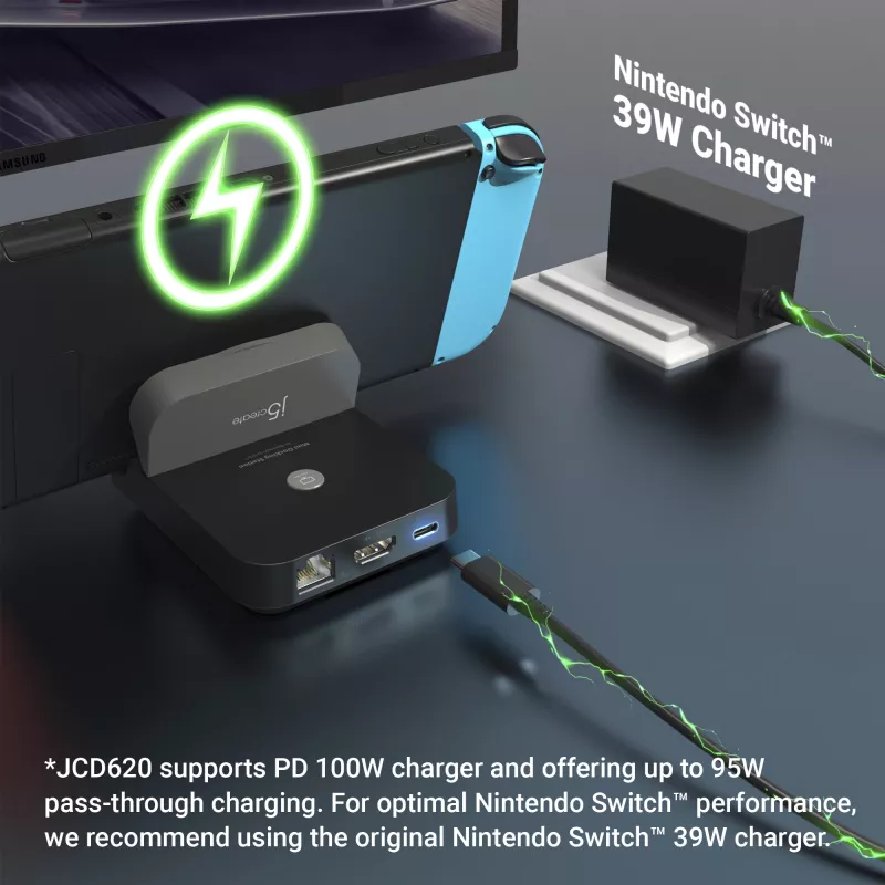 j5create JCD620 Mini Docking Station Nintendo Switch™, Melna