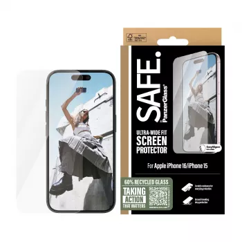 PanzerGlass SAFE. by ® Ekrāna aizsargs iPhone '24 6.1 collas | Ultra-Wide Fit