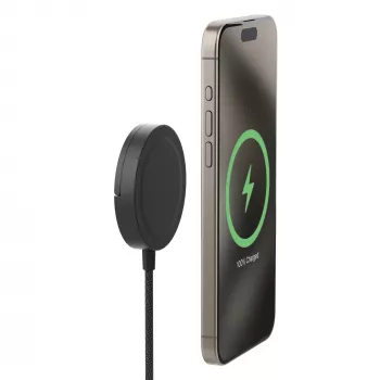 mophie Qi2 magnētiskais lādētājs viedtālrunim, melns, USB, bezvadu uzlāde, 15 W, iekštelpām