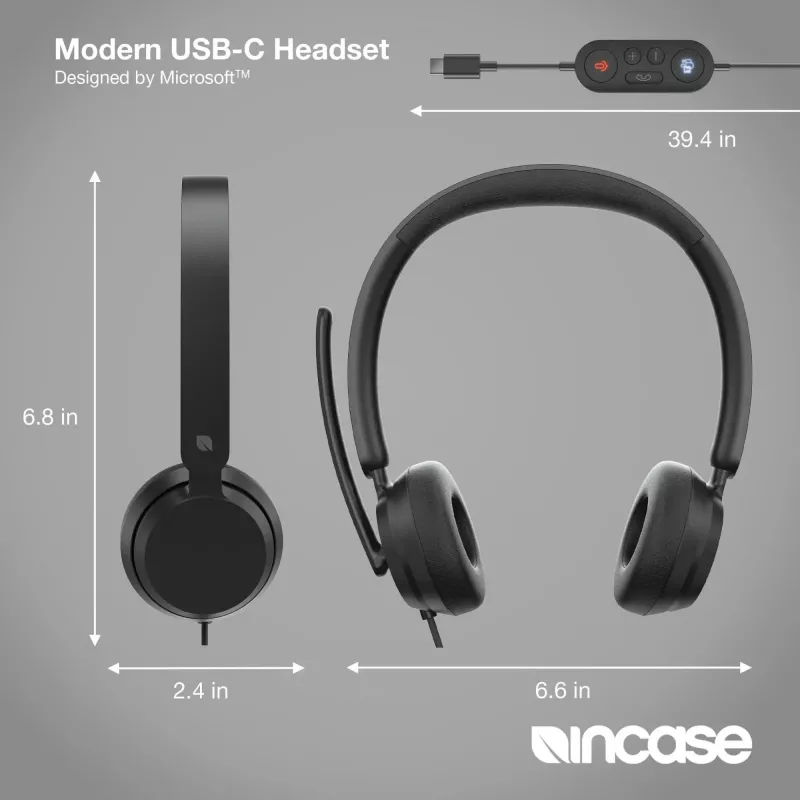 Incase Designed by Microsoft Modern USB-C austiņas, vadu, melnas