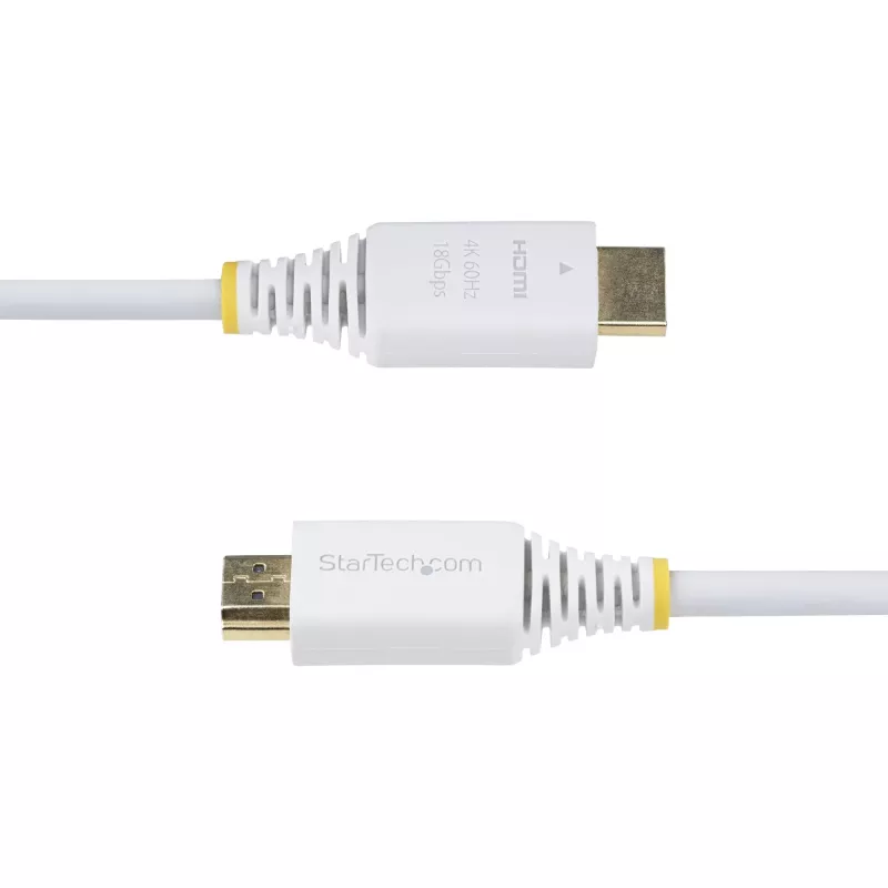 StarTech.com HDMI2-CABLE-4K60-6FW sertificēts HDMI 2.0 High Speed kabelis, 1,8 m (6 pēdas), 4K 60 Hz/1440p 144 Hz, HDR10/HDCP 2.2/ARC, TPE apvalks, balts