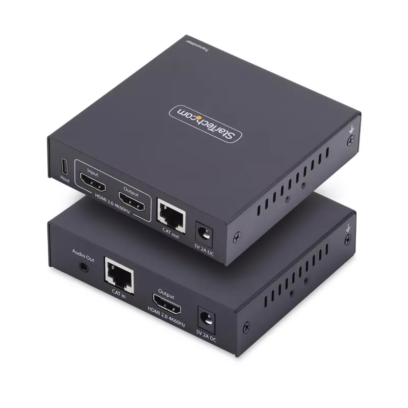 StarTech.com HDMI KVM pagarinātājs pa IP tīklu, 4K 60Hz, bez draiveriem, HDMI un USB pa Ethernet/CAT6, AVoIP, raidītājs un uztvērējs komplektā, ieskaitot montāžas komplektus