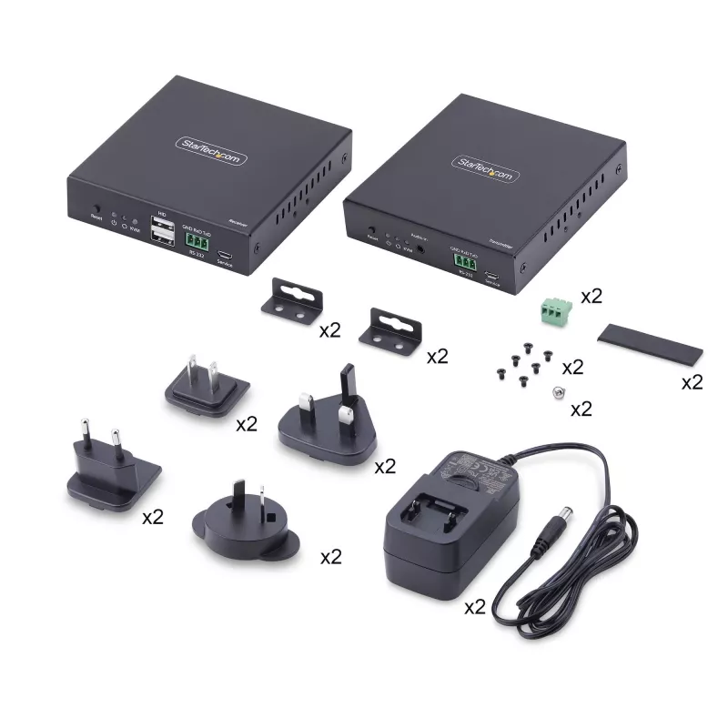 StarTech.com HDMI KVM pagarinātājs pa IP tīklu, 4K 60Hz, bez draiveriem, HDMI un USB pa Ethernet/CAT6, AVoIP, raidītājs un uztvērējs komplektā, ieskaitot montāžas komplektus