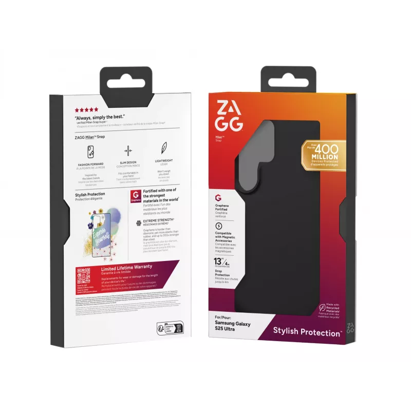 ZAGG 702318055 Milan Snap (Opaque) aizmugures pārsegs Samsung Galaxy S25 Ultra, melns