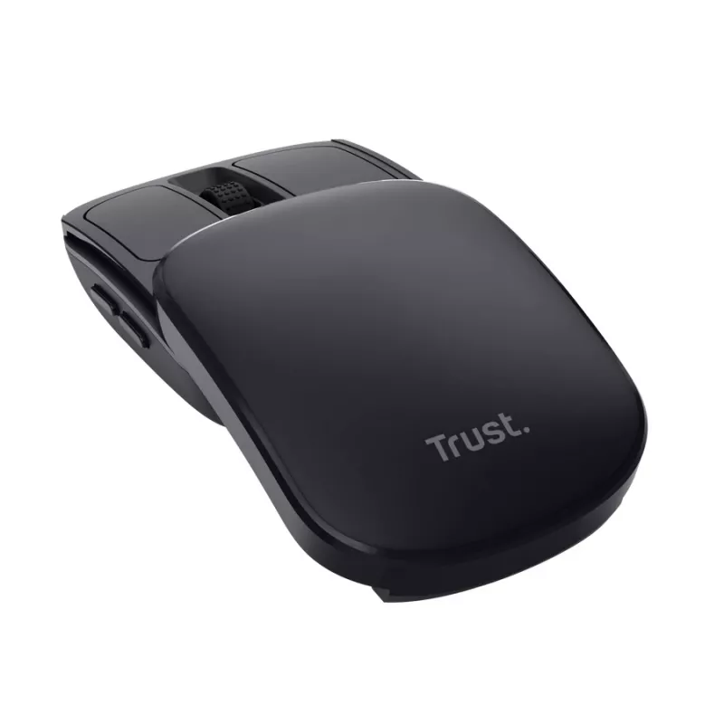 Pele TRUST Travel Ambidextrous RF Bezvadu 2400 DPI, 6 pogas, melna