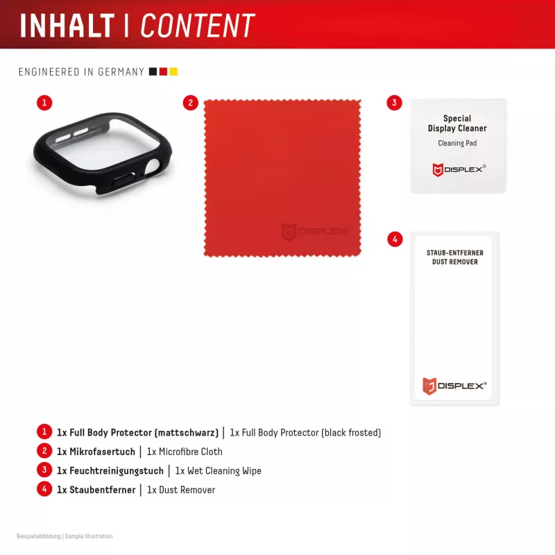 Aizsargstikls PanzerGlass Displex 10H Apple Watch SE3/SE2/SE (44mm) — pilna korpusa, IP68, uzspraužams, melns matēts