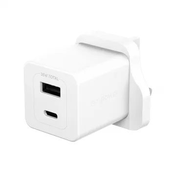 PanzerGlass empower™ by ® Turbo 35W Lādētājs ar USB-C + USB-A | UK Kontaktdakša | Sudrabbalts