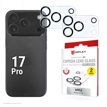 Displex Full Cover Kameras Lēcas Stikls iPhone 17 Pro, 10H, Pilns Kameras Aizsargs, Ātrā Uzstādīšana, 2-Paka
