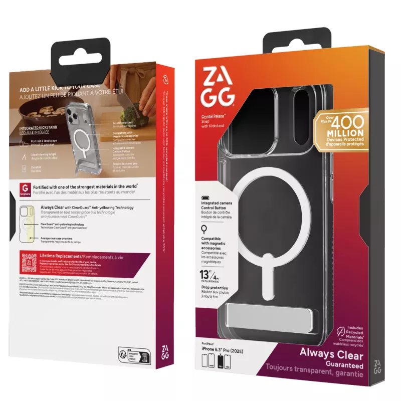 ZAGG Crystal Palace Snap Kickstand Caurspīdīgs Vāciņš Apple iPhone 17 Pro
