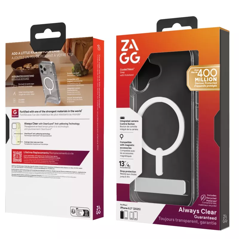 ZAGG Crystal Palace Snap Kickstand Macīgs Vāciņš Apple iPhone 17 Caurspīdīgs