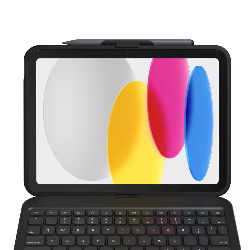 ZAGG Tough Keys tastatūras maciņš Apple iPad 10. paaudze/A16, melns, vācu izkārtojums (B2B brūna kaste)