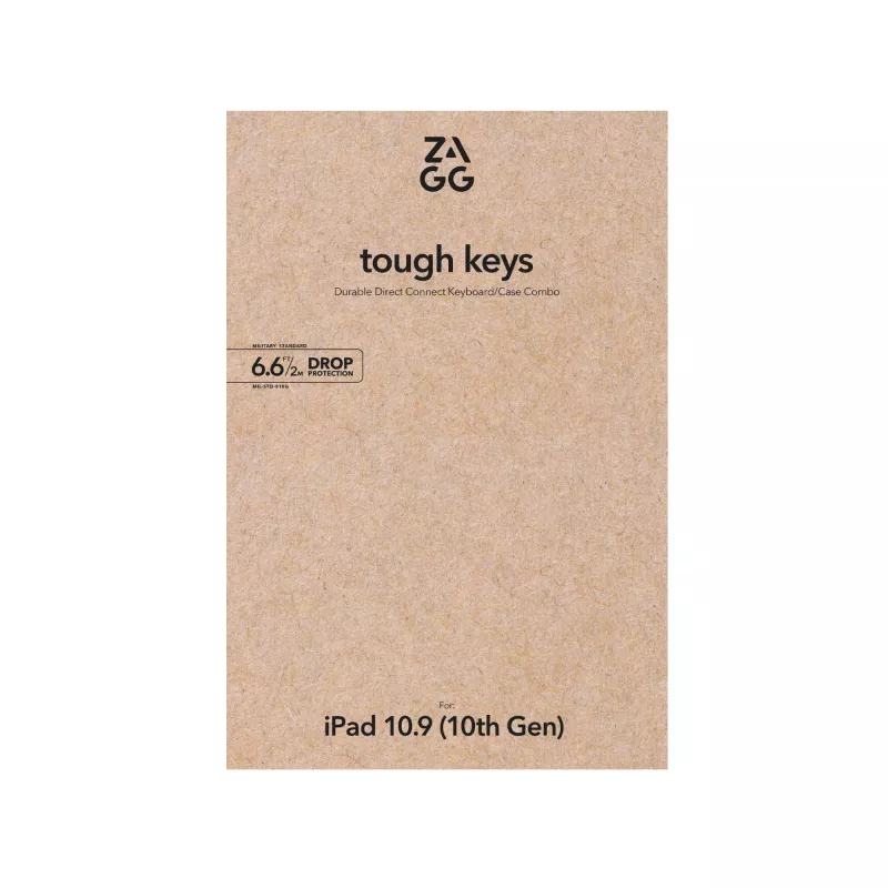 ZAGG Tough Keys tastatūras maciņš Apple iPad 10. paaudze/A16, melns, vācu izkārtojums (B2B brūna kaste)
