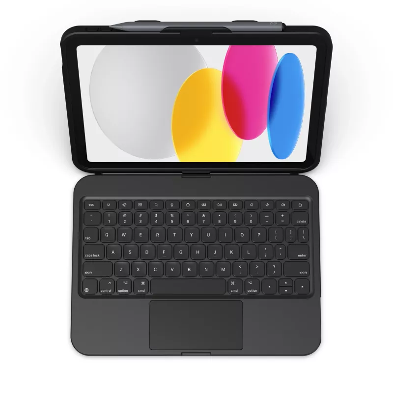 ZAGG Tough Keys tastatūras maciņš Apple iPad 10. paaudze/A16, melns, vācu izkārtojums (B2B brūna kaste)