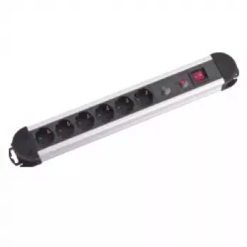 Pagarinātājs M-Cab POW0001 2m 6 Kontaktligzdas Iekštelpām Melns Sudrabs