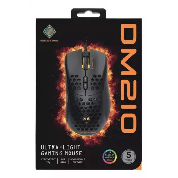 Deltaco DM210 vadu spēļu pele, īpaši viegla, RGB, melna