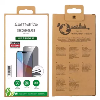 4smarts 541197 rūdīta stikla ekrāna aizsargs Apple iPhone 16 ar privātuma filtru