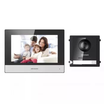 Video domofonu sistēma Hikvision DS-KIS602 2 MP 7 collu Melni Pelēka