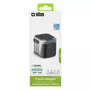 SBS Mobile TEADAPT2USBUNI lādētājs — melns/sudrabs, USB adapteris