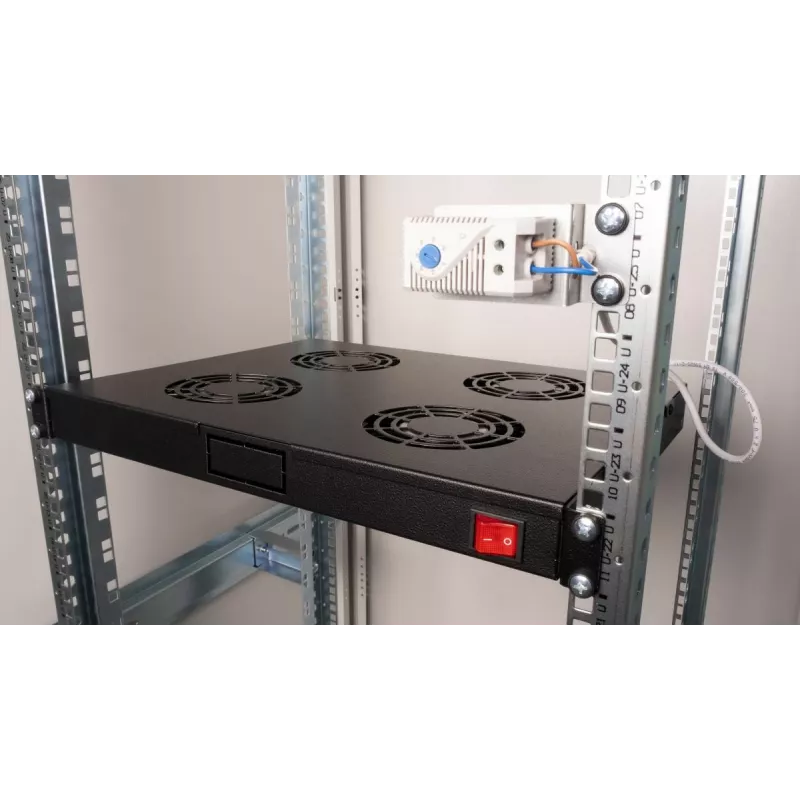 Equip EZF-4-B dzesēšanas ventilatori 19 inch, 1U, 4 ventilatori, RAL9005 melns