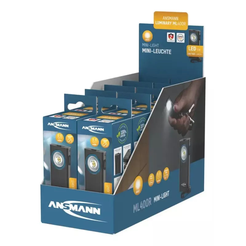 Atslēgu piekariņa lukturītis Ansmann ML400R Melns LED 5W USB uzlādējams