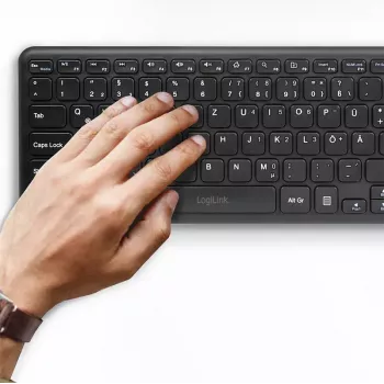 Bezvadu tastatūra LogiLink ID0188 Home RF Wireless QWERTZ Melna