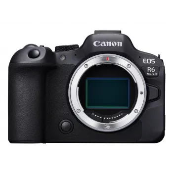 Bezspoguļa kamera Canon EOS R6 Mark II (MILC korpuss) – 24,2 MP, CMOS, 4K video, 3 collu skārienekrāns, Wi‑Fi, 1/8000 s aizvars, 0,588 kg, melna