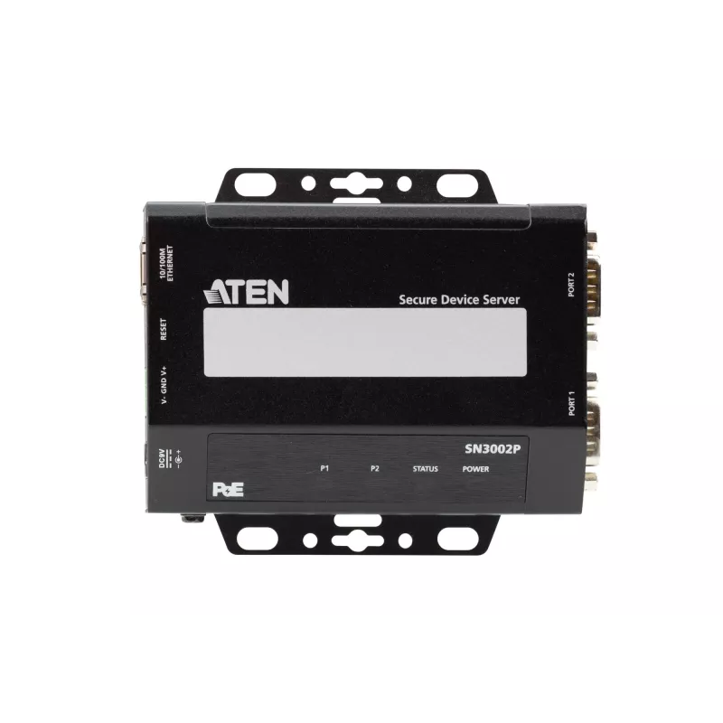 ATEN Altusen SN3002P ierīču serveris ar 2 RS-232 portiem un 100 Mb LAN, uzstādāms uz galda, sienas vai DIN sliedes