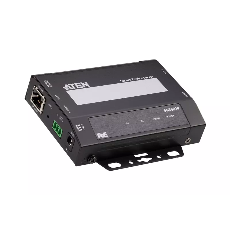ATEN Altusen SN3002P ierīču serveris ar 2 RS-232 portiem un 100 Mb LAN, uzstādāms uz galda, sienas vai DIN sliedes