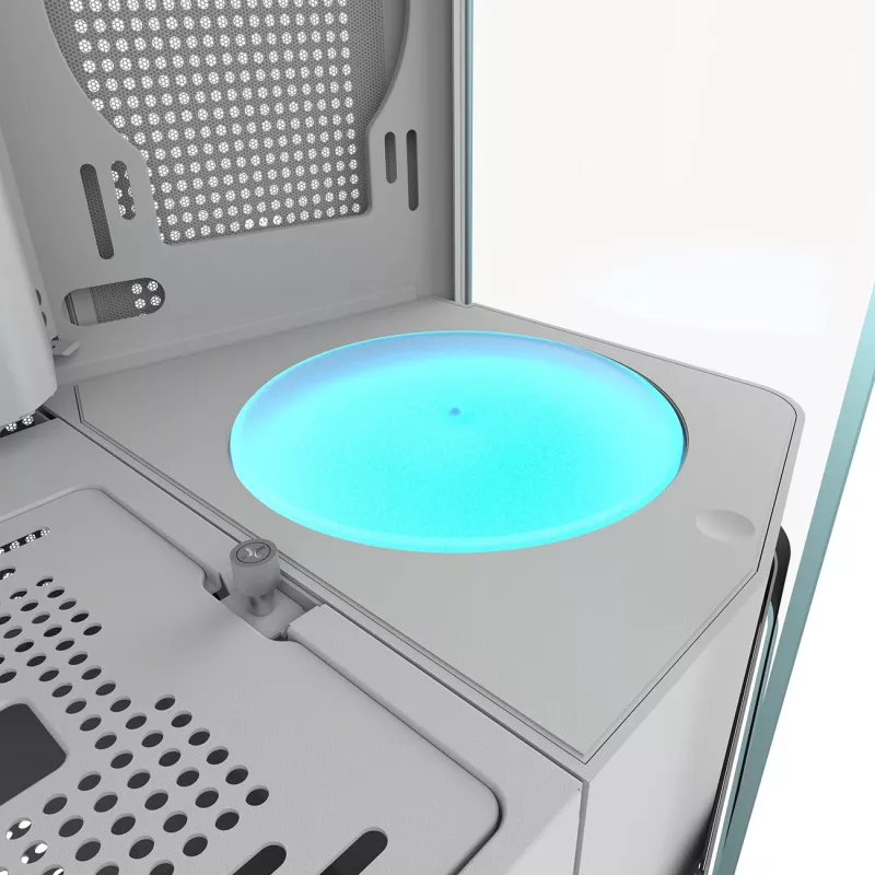 PC Midi Tower korpuss Cougar FV270 — Balts, atbalsta ATX/EATX/Micro-ITX, 2×3.5 inch + 2×2.5 inch, 120/140 mm ventilatori